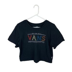 VANS Off the Wall Embroidered Cropped Tee Shirt Womens Sz XS